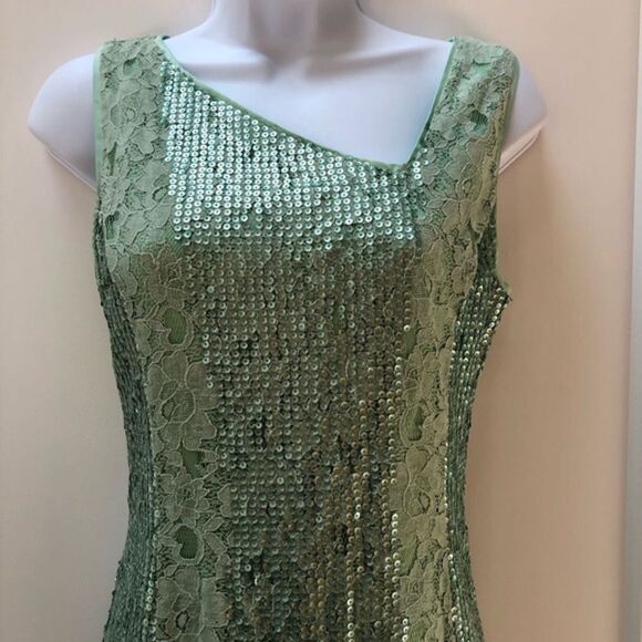 Jessica Simpson asymmetrical mint green sequin dress woman’s‎ size 4 - Picture 4 of 9